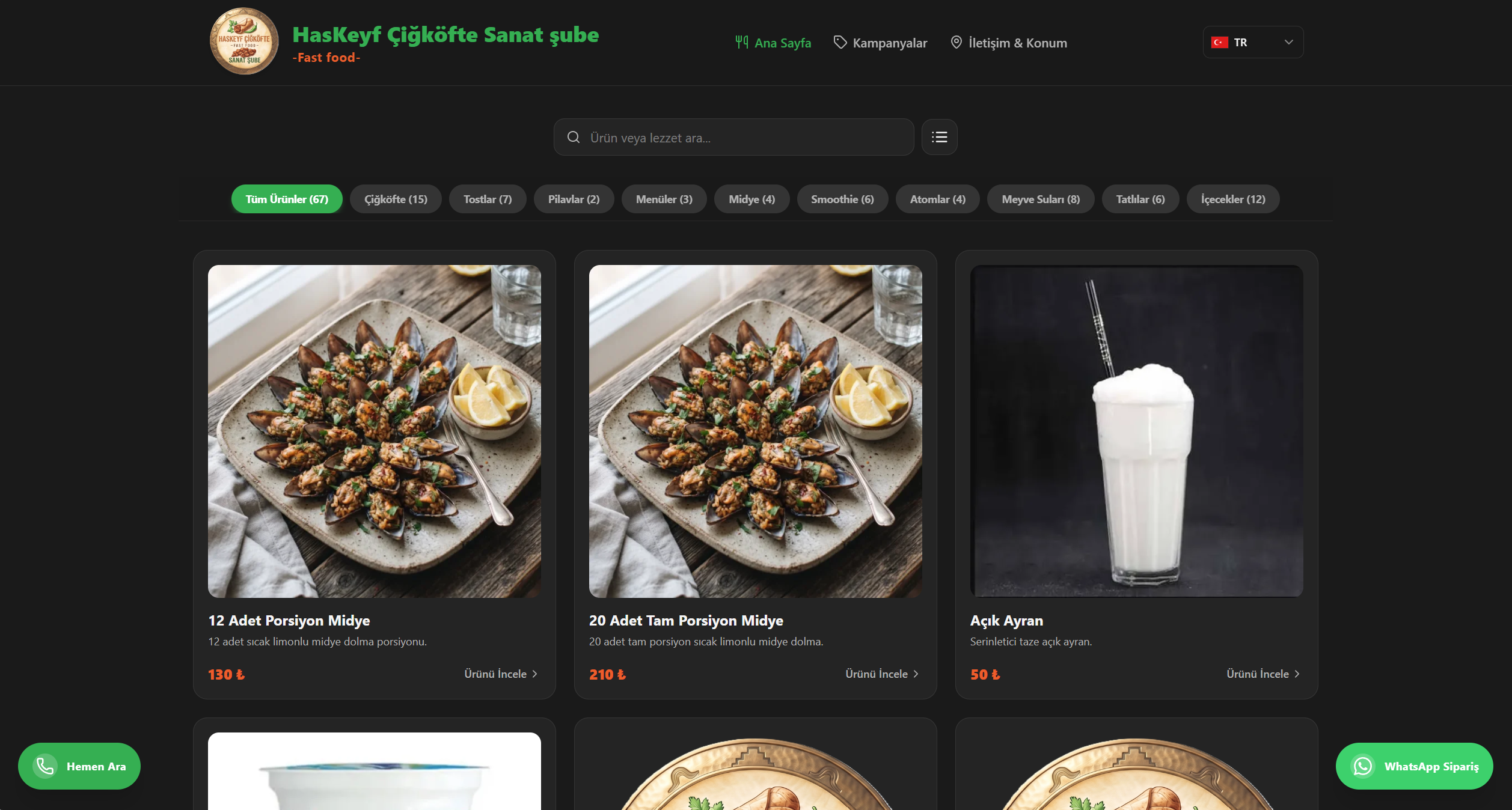 QR MENÜ: HasKeyf Çiğköfte (Sanat Şubesi)